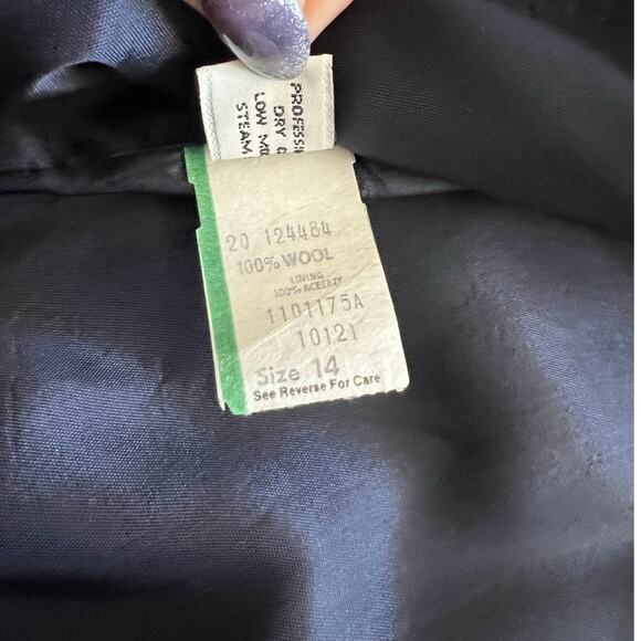 Vintage Koret Navy Blue Wool Blazer Jacket Short Dark Academia Preppy - Picture 12 of 14